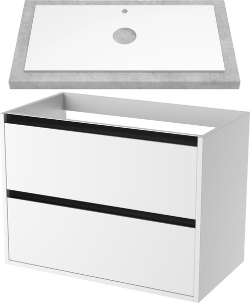 Изображение товара Тумба для ванной ЗОВ Парма 100 со столешницей T995C2 / P100LWP0MWMC1B (белый матовый)