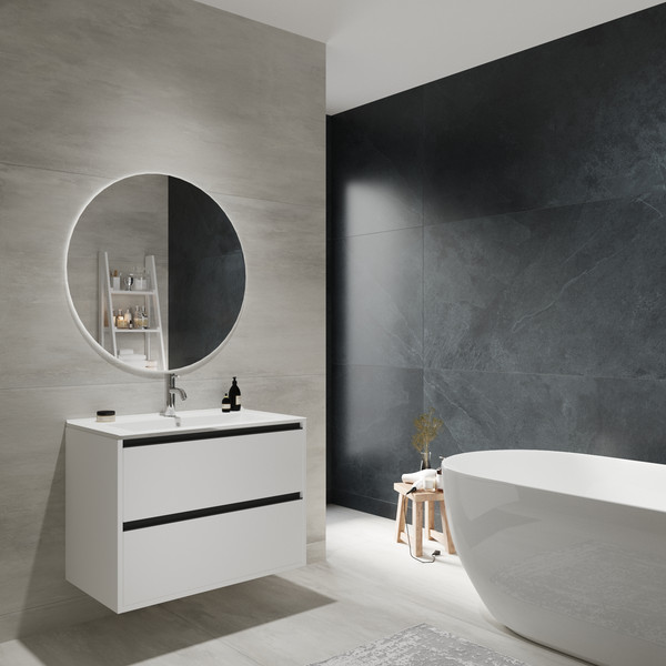 Изображение товара Тумба для ванной ЗОВ Парма 60 со столешницей T595C2 / P60LWP0MWMC1B (белый матовый)