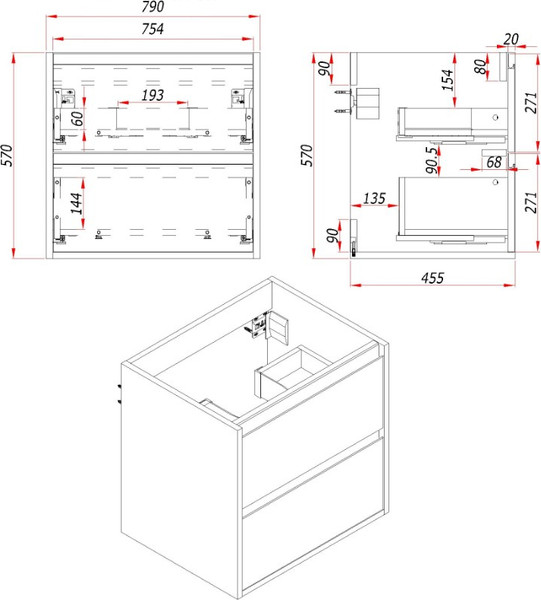 Изображение товара Тумба для ванной ЗОВ Парма 80 со столешницей T795C2 / P80LWP0MHMC1A (белый/галифакс)