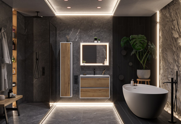 Изображение товара Тумба для ванной ЗОВ Парма 60 со столешницей T595C2 / P60LWP0MHMC1A (белый/галифакс)