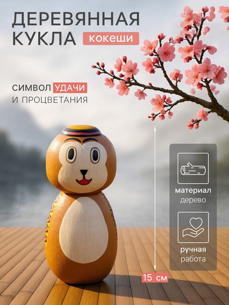 Изображение товара Статуэтка Sima-Land Японская кукла кокеши Медвежонок 10465076