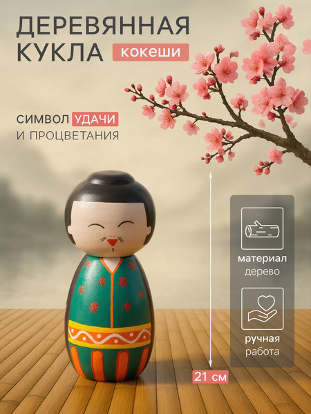 Изображение товара Статуэтка Sima-Land Японская кукла кокеши Фудзико 10465091