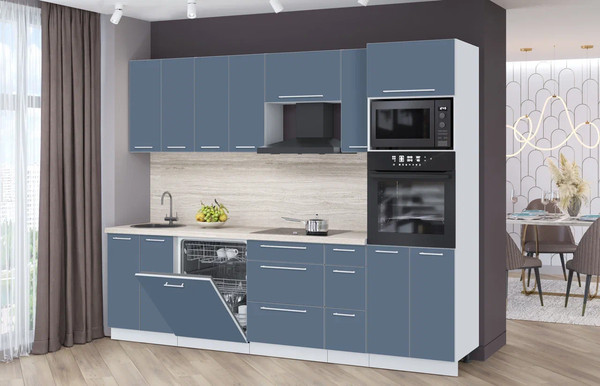 Изображение товара Кухонный гарнитур Interline Пластик 2.7-ПМ1  (арктический/арктический/травертин серый)