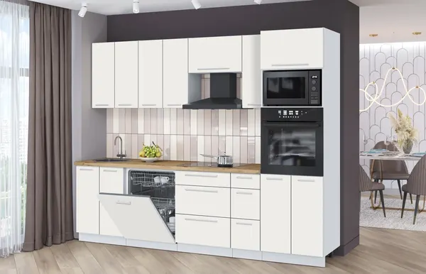 Изображение товара Кухонный гарнитур Interline Пластик 2.7-ПМ1  (зефирный/зефирный/дуб бунратти)