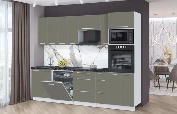 Изображение товара Кухонный гарнитур Interline Пластик 2.7-ПМ1  (кварцевый/кварцевый/кастилло темный)