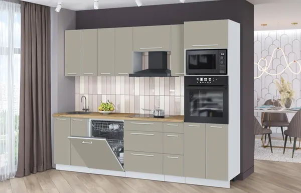 Изображение товара Кухонный гарнитур Interline Пластик 2.7-ПМ1  (латте/латте/дуб бунратти)