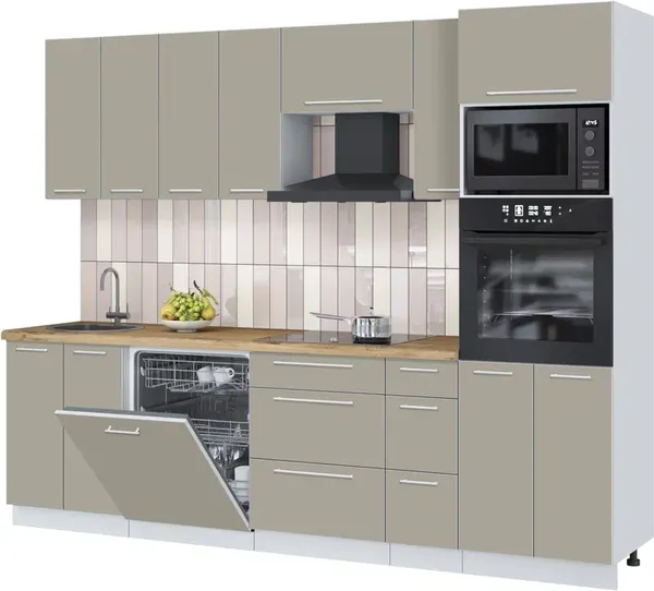 Изображение товара Кухонный гарнитур Interline Пластик 2.7-ПМ1  (латте/латте/дуб бунратти)