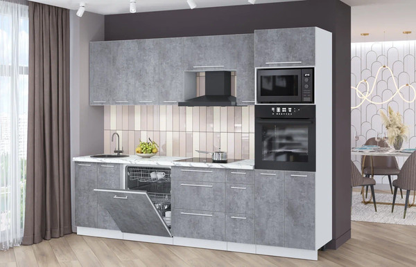 Изображение товара Кухонный гарнитур Interline Пластик 2.7-ПМ1  (оксид темный/оксид темный/белый гранит)