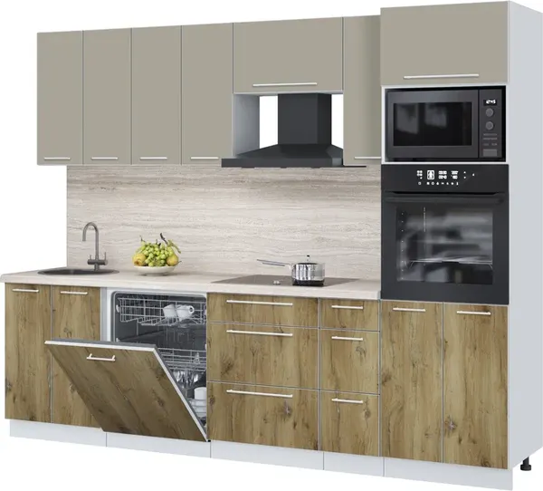 Изображение товара Кухонный гарнитур Interline Пластик 2.7-ПМ1  (дуб эпоксид/латте/травертин серый)
