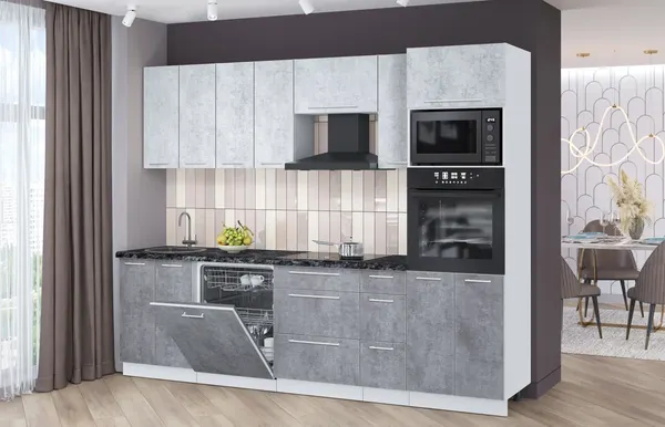 Изображение товара Кухонный гарнитур Interline Пластик 2.7-ПМ1  (оксид темный/оксид светлый/кастилло темный)