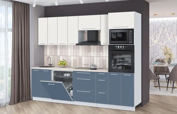 Изображение товара Кухонный гарнитур Interline Пластик 2.7-ПМ1  (арктический/зефирный/травертин серый)