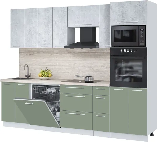 Изображение товара Кухонный гарнитур Interline Пластик 2.7-ПМ1  (полынь/оксид светлый/травертин серый)