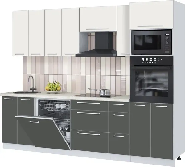 Изображение товара Кухонный гарнитур Interline Пластик 2.7-ПМ1  (шторм/зефирный/опал светлый)