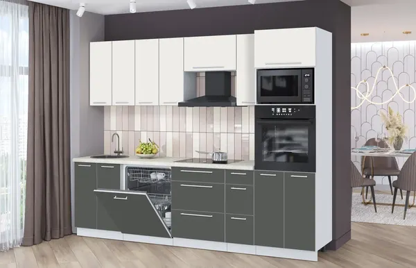 Изображение товара Кухонный гарнитур Interline Пластик 2.7-ПМ1  (шторм/зефирный/опал светлый)