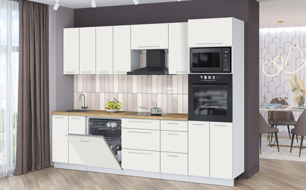 Изображение товара Кухонный гарнитур Interline Пластик 2.8-ПМ1  (зефирный/зефирный/дуб бунратти)