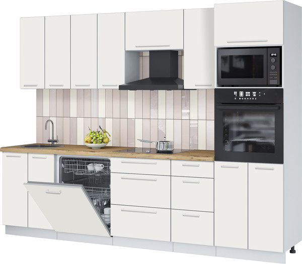 Изображение товара Кухонный гарнитур Interline Пластик 2.8-ПМ1  (зефирный/зефирный/дуб бунратти)