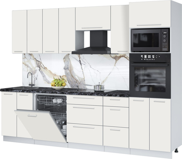 Изображение товара Кухонный гарнитур Interline Пластик 2.8-ПМ1  (зефирный/зефирный/кастилло темный)