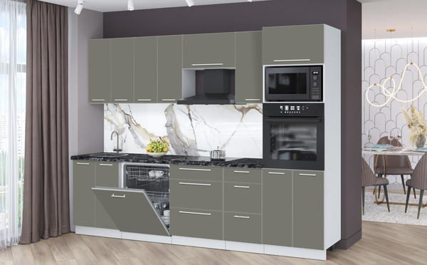 Изображение товара Кухонный гарнитур Interline Пластик 2.8-ПМ1  (кварцевый/кварцевый/кастилло темный)