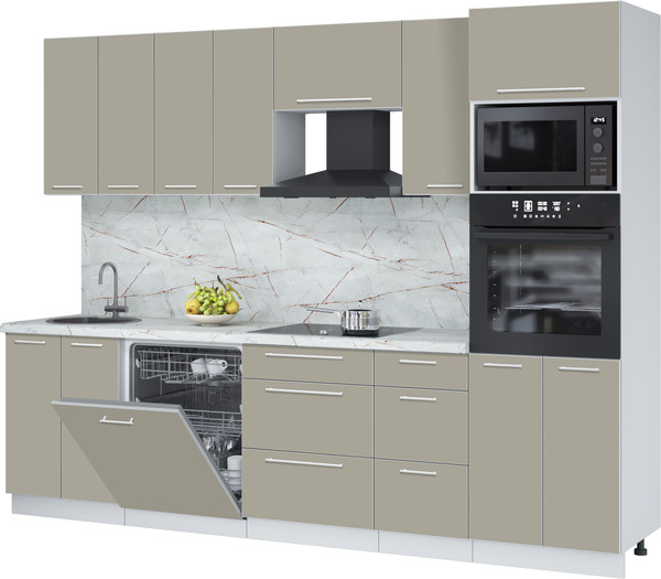 Изображение товара Кухонный гарнитур Interline Пластик 2.8-ПМ1  (латте/латте/серый каспий)