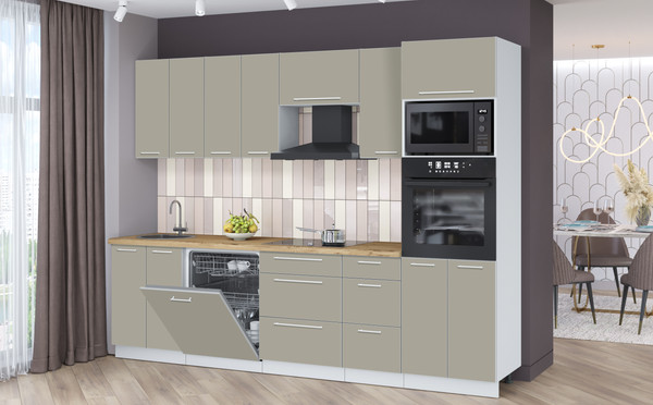 Изображение товара Кухонный гарнитур Interline Пластик 2.8-ПМ1  (латте/латте/дуб бунратти)