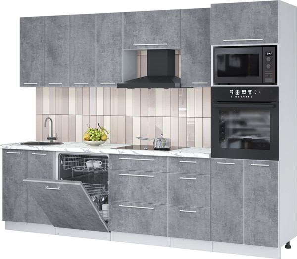 Изображение товара Кухонный гарнитур Interline Пластик 2.8-ПМ1  (оксид темный/оксид темный/белый гранит)