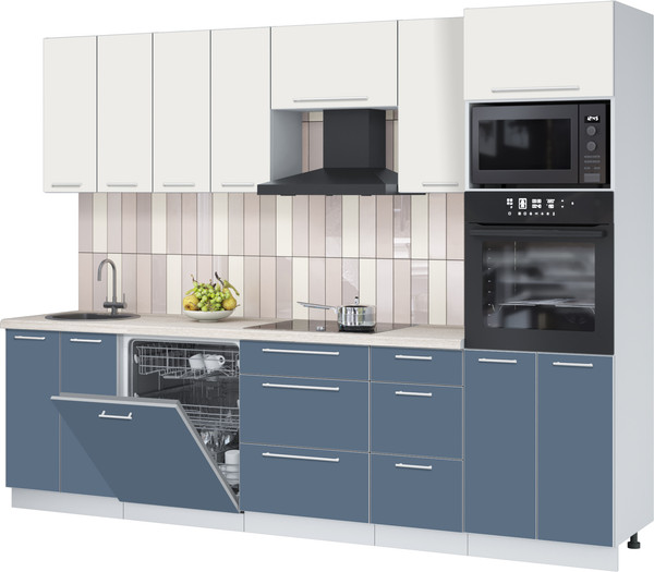 Изображение товара Кухонный гарнитур Interline Пластик 2.8-ПМ1  (арктический/зефирный/травертин серый)