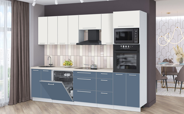 Изображение товара Кухонный гарнитур Interline Пластик 2.8-ПМ1  (арктический/зефирный/травертин серый)