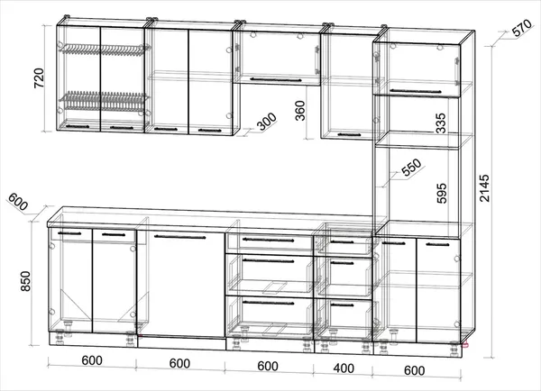 Изображение товара Кухонный гарнитур Interline Пластик 2.8-ПМ1  (кварцевый/ваниль глянец/травертин серый)