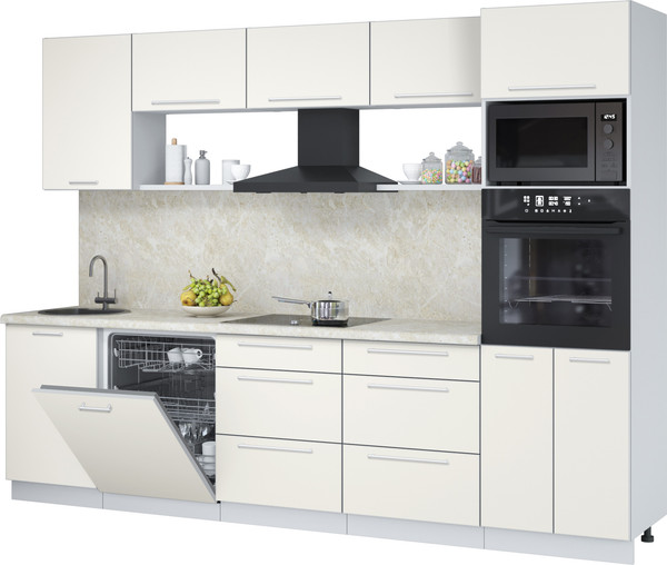 Изображение товара Кухонный гарнитур Interline Пластик 2.9-ПМ1  (зефирный/зефирный/опал светлый)