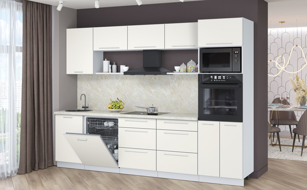 Изображение товара Кухонный гарнитур Interline Пластик 2.9-ПМ1  (зефирный/зефирный/опал светлый)