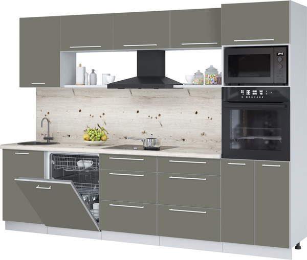 Изображение товара Кухонный гарнитур Interline Пластик 2.9-ПМ1  (кварцевый/кварцевый/бискайская сосна)