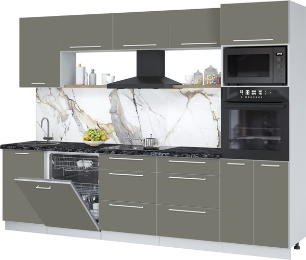 Изображение товара Кухонный гарнитур Interline Пластик 2.9-ПМ1  (кварцевый/кварцевый/кастилло темный)