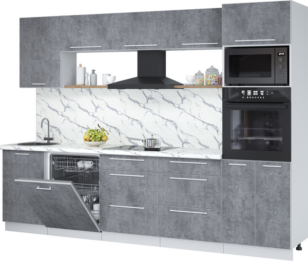 Изображение товара Кухонный гарнитур Interline Пластик 2.9-ПМ1  (оксид темный/оксид темный/белый гранит)