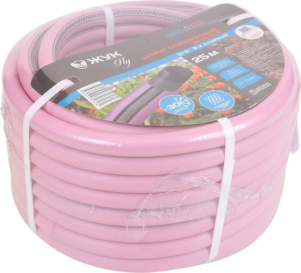 Изображение товара Шланг поливочный Жук Fly 3/4" 3-х слойный / 326262-00 (25м, розовый)