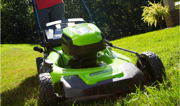 Изображение товара Газонокосилка аккумуляторная Greenworks GD60LM46HP бесщеточная 60V 46см / 2502807UB (с АКБ 4Ач и ЗУ)