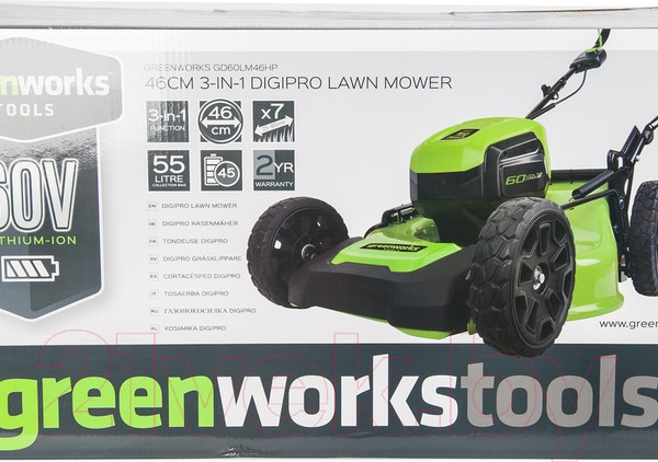 Изображение товара Газонокосилка аккумуляторная Greenworks GD60LM46SP самоходная, бесщеточная 60V 46см / 2502907 (без АКБ и ЗУ)