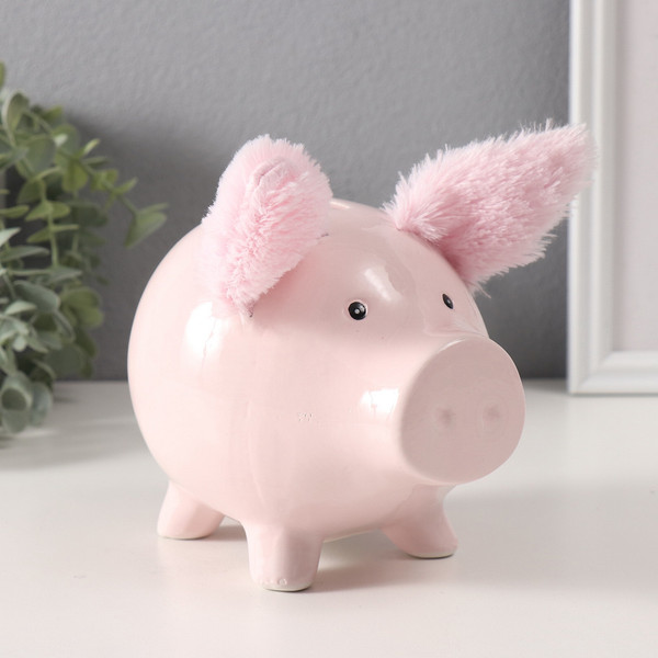 Изображение товара Копилка Sima-Land Свинка с пушистыми ушками 10327649