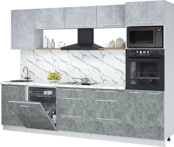 Изображение товара Кухонный гарнитур Interline Пластик 2.9-ПМ1  (мрамор/оксид светлый/белый гранит)