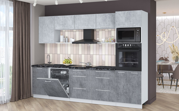 Изображение товара Кухонный гарнитур Interline Пластик 2.9-ПМ1  (оксид темный/оксид светлый/кастилло темный)