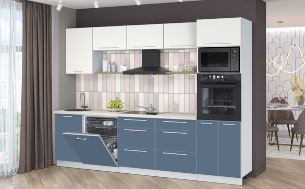 Изображение товара Кухонный гарнитур Interline Пластик 2.9-ПМ1  (арктический/зефирный/травертин серый)