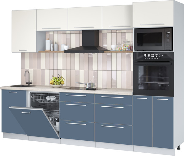 Изображение товара Кухонный гарнитур Interline Пластик 2.9-ПМ1  (арктический/зефирный/травертин серый)