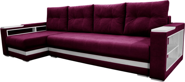 Изображение товара Диван угловой Bobrovmebel Влада 8.2тнц(п) + левый ТНЦ + полка и пенал (микровелюр Ultra Berry красно-бордовый)