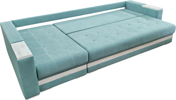 Изображение товара Диван угловой Bobrovmebel Влада 8.2тнц(п) + левый ТНЦ + полка и пенал (микровелюр Ultra Jade мятный)