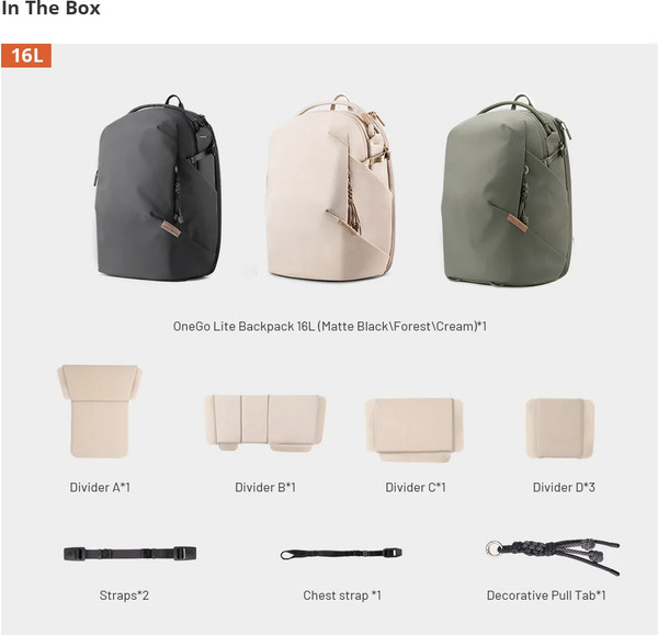 Изображение товара Сумка для камеры Pgytech OneGo Lite Backpack 16L P-CB-352 (черный матовый)