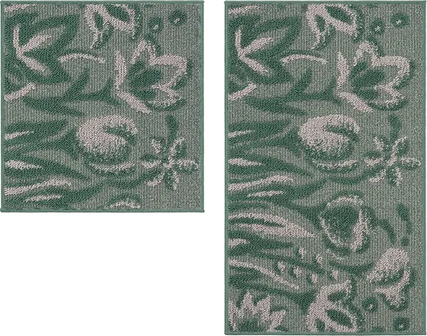Изображение товара Набор ковриков для ванной и туалета Shahintex Цветы 50x80/50x50 (зеленый)