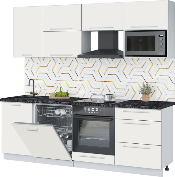 Изображение товара Кухонный гарнитур Interline Пластик 2.3-ПМ2  (зефирный/зефирный/кастилло темный)