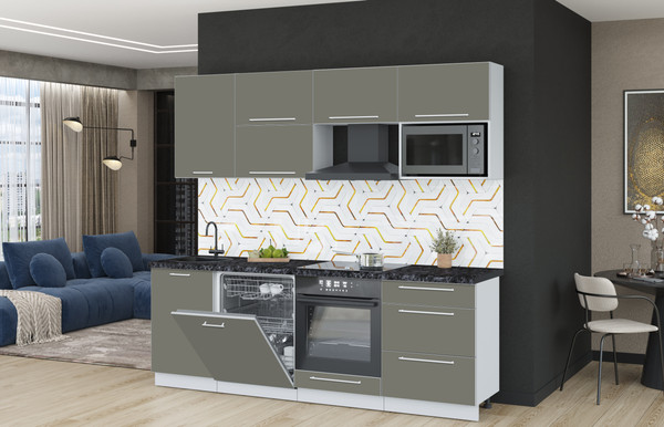 Изображение товара Кухонный гарнитур Interline Пластик 2.3-ПМ2  (кварцевый/кварцевый/кастилло темный)