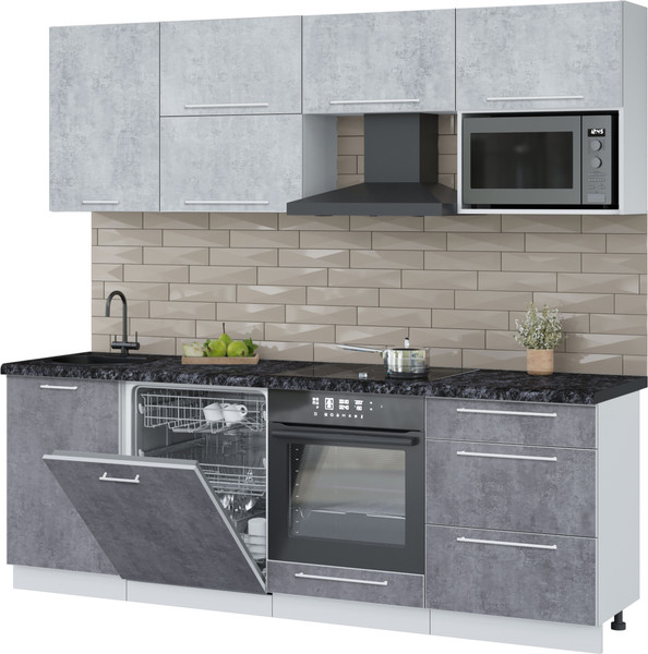 Изображение товара Кухонный гарнитур Interline Пластик 2.3-ПМ2 (оксид темный/оксид светлый/кастилло темный)