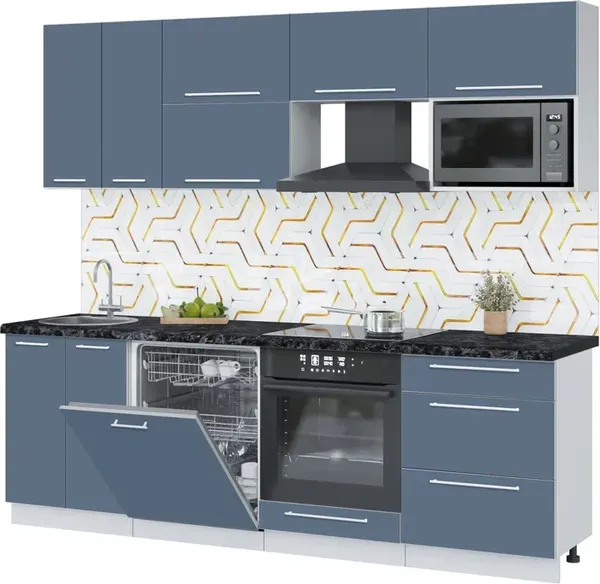 Изображение товара Кухонный гарнитур Interline Пластик 2.4-ПМ2  (арктический/арктический/кастилло темный)