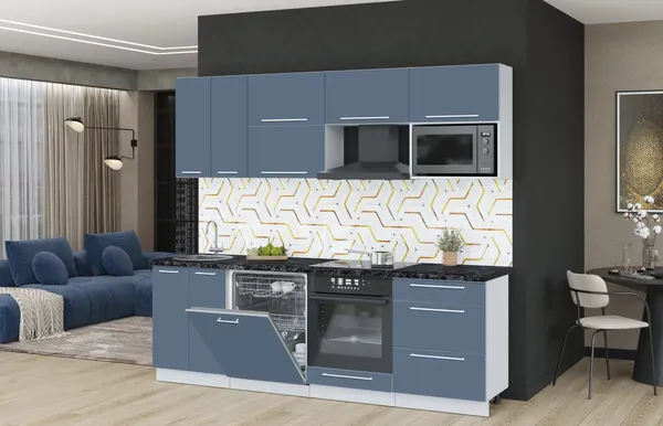 Изображение товара Кухонный гарнитур Interline Пластик 2.4-ПМ2  (арктический/арктический/кастилло темный)